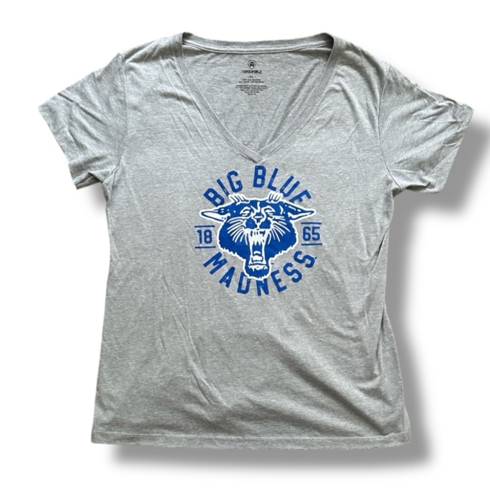 Kentucky Wildcats Big Blue Madness Gray V-Neck T-Shirt Women's Size 2XL NCAA